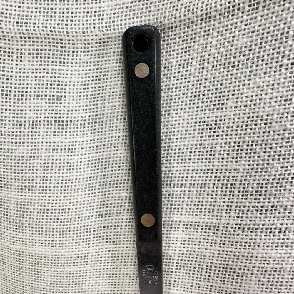 EKCO Stainless Vanadium Slotted Spoon Black Handle Made in‎ USA Kitchen Utensil
